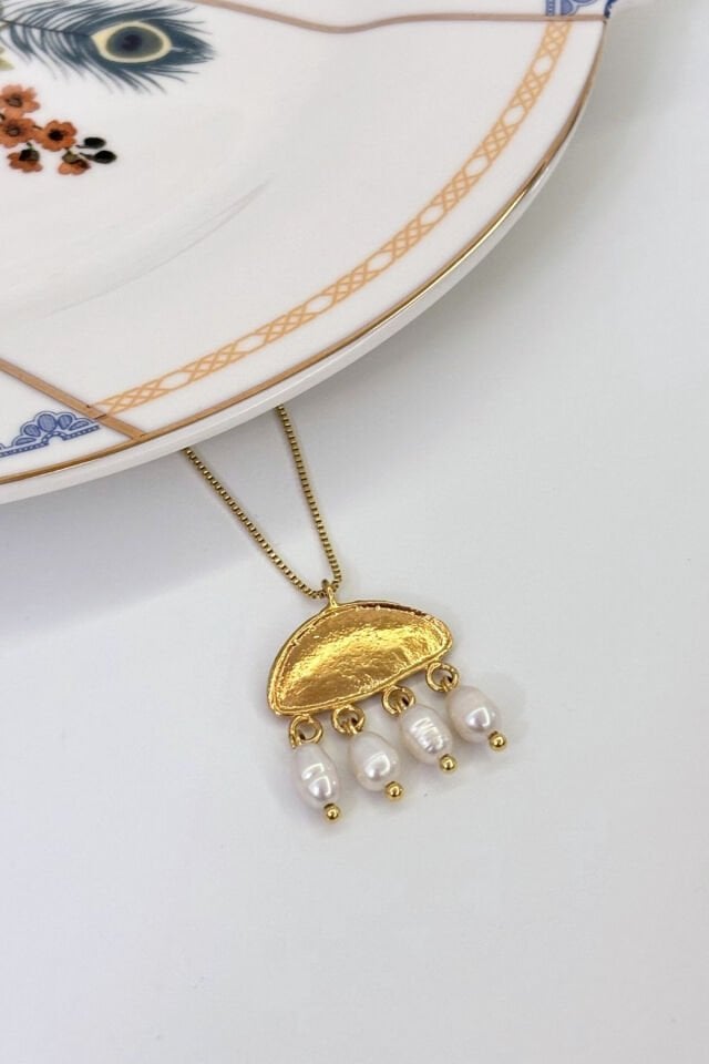 Moon Wave No:1 Altın Kaplama Kolye