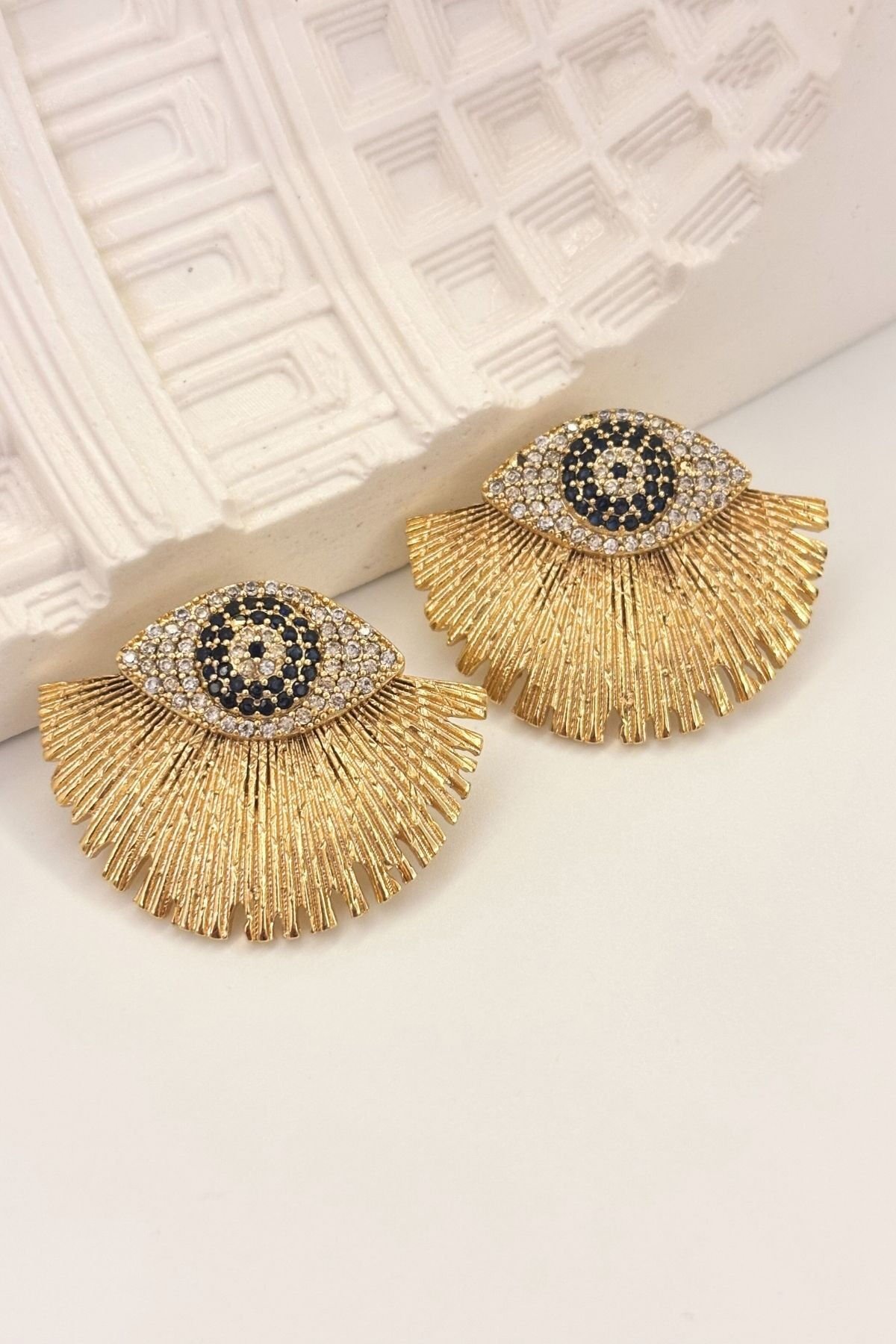 Ancient Spirits No:2 Altın Kaplama Lacivert Küpe