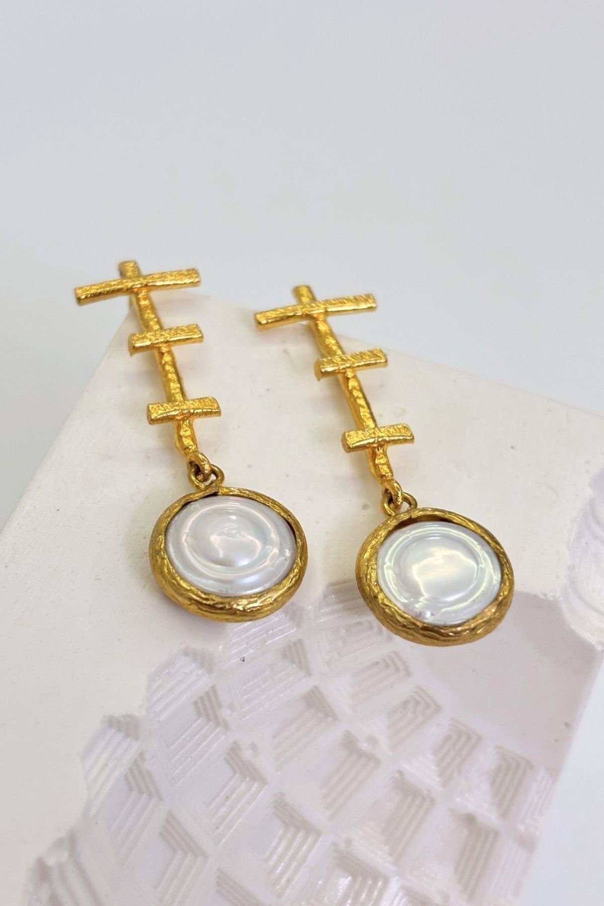 Ancient Layers No:1 Altın Kaplama Küpe