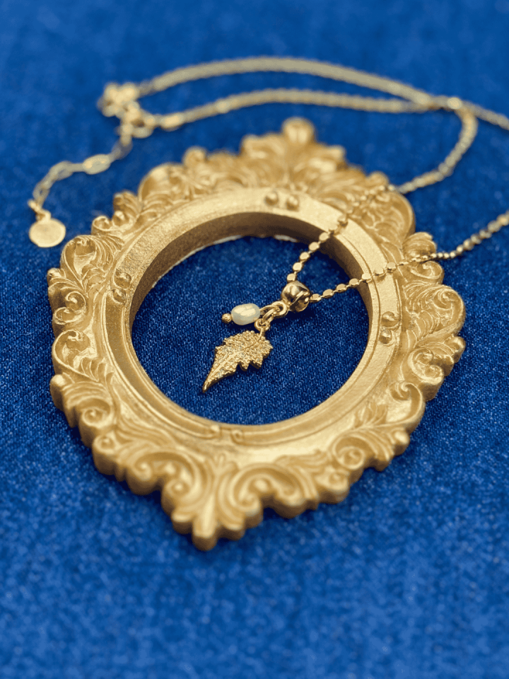 Leaf & Pearl No:1 Altın Kaplama Kolye