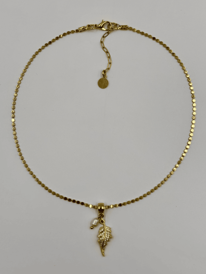 Leaf & Pearl No:1 Altın Kaplama Kolye
