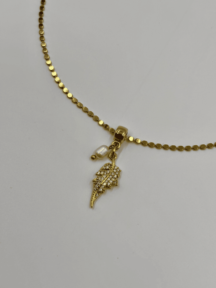 Leaf & Pearl No:1 Altın Kaplama Kolye