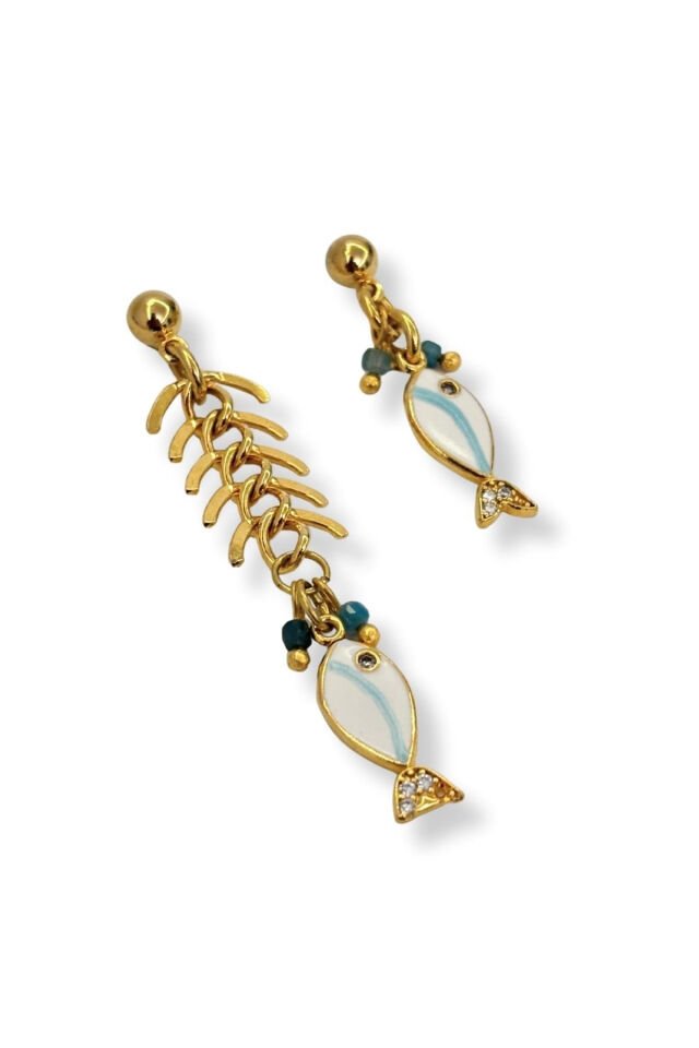 Blue Current No:1 Altın Kaplama Küpe