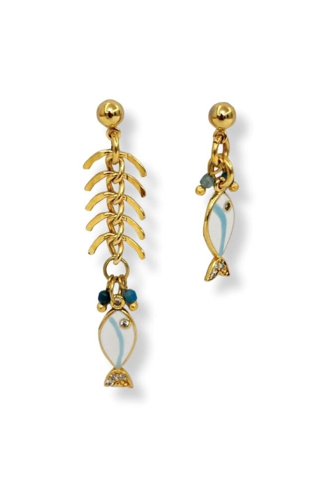 Blue Current No:1 Altın Kaplama Küpe