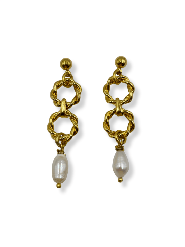 Twist Pearl No:1 Altın Kaplama Küpe