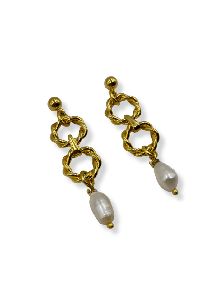 Twist Pearl No:1 Altın Kaplama Küpe