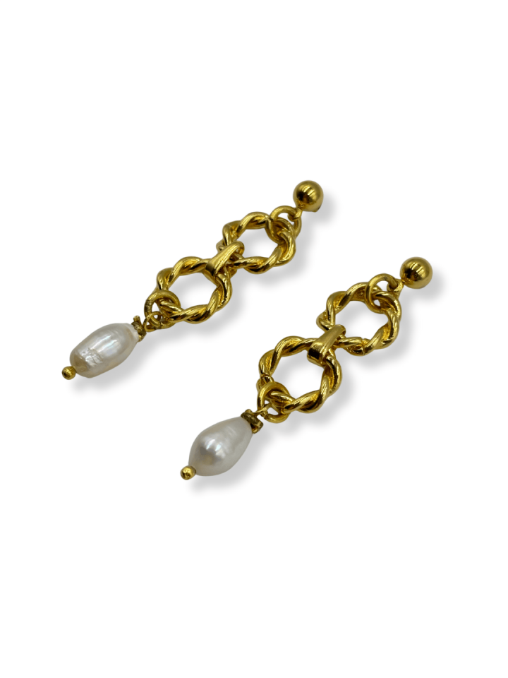 Twist Pearl No:1 Altın Kaplama Küpe