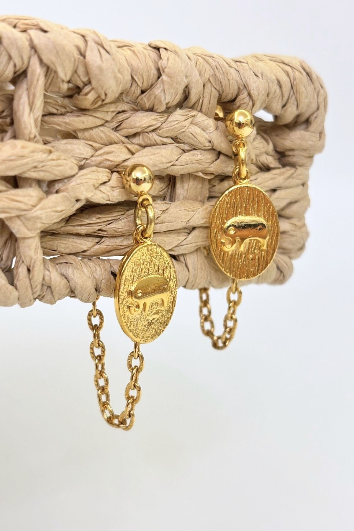 Elephant Reverie No:1 Altın Kaplama Küpe