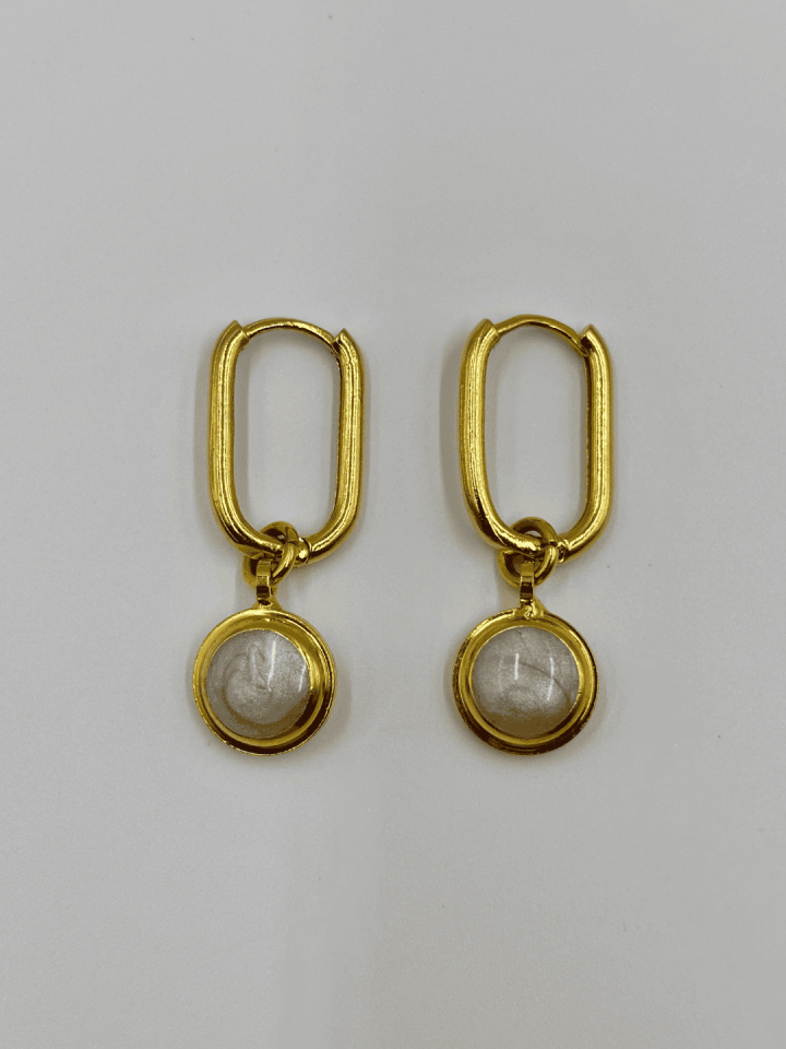 Ivory Frame No:1 Altın Kaplama Küpe