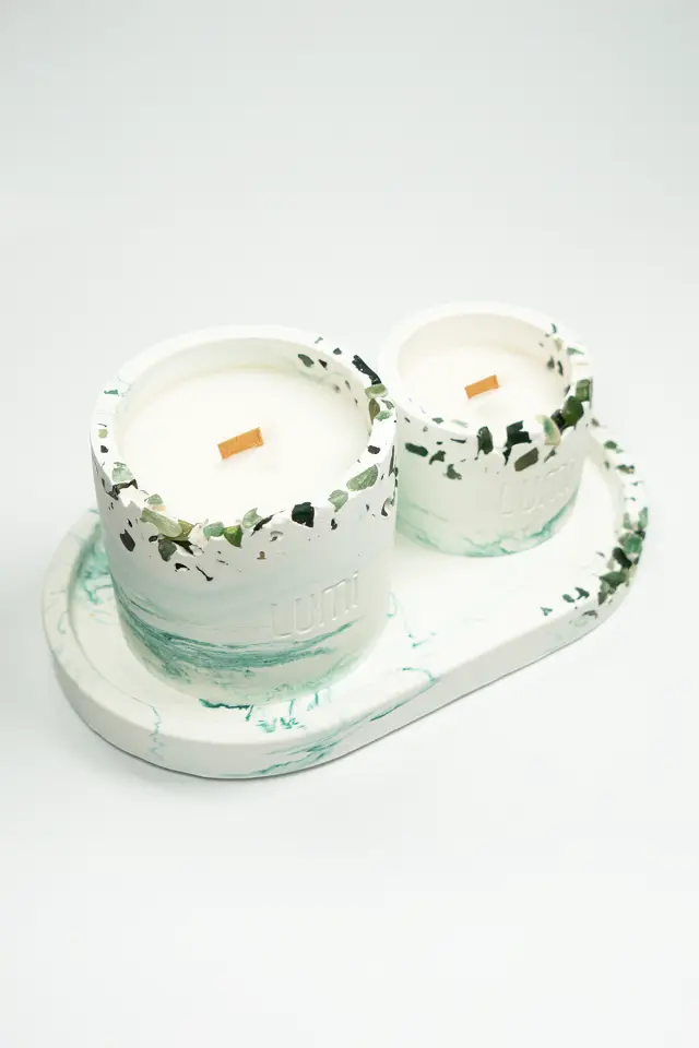 Lumi Verde – %100 Soya Wax Vegan Beton Mum (Yeşim & Aventurin)