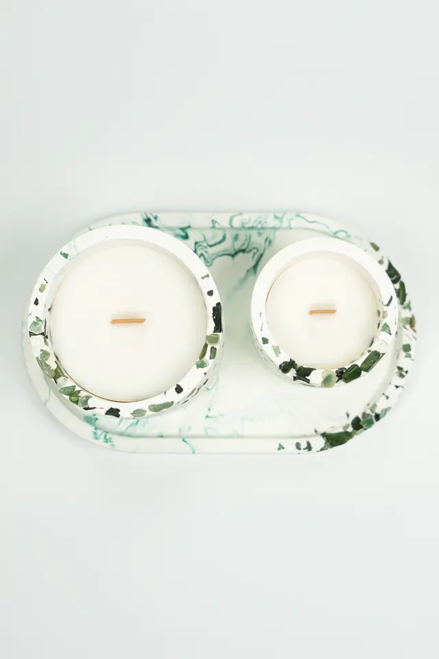 Lumi Verde – %100 Soya Wax Vegan Beton Mum (Yeşim & Aventurin)