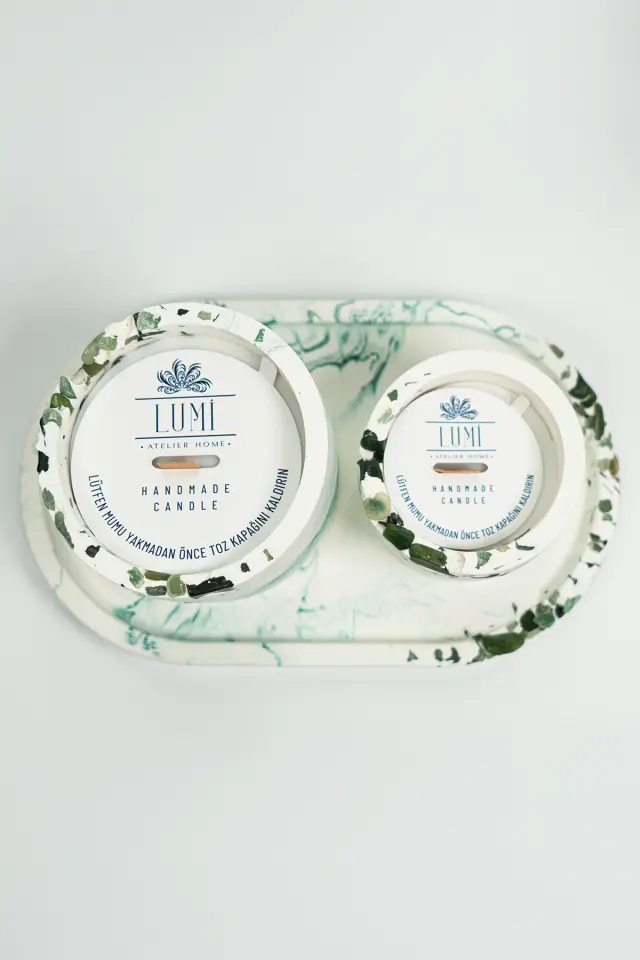 Lumi Verde – %100 Soya Wax Vegan Beton Mum (Yeşim & Aventurin)