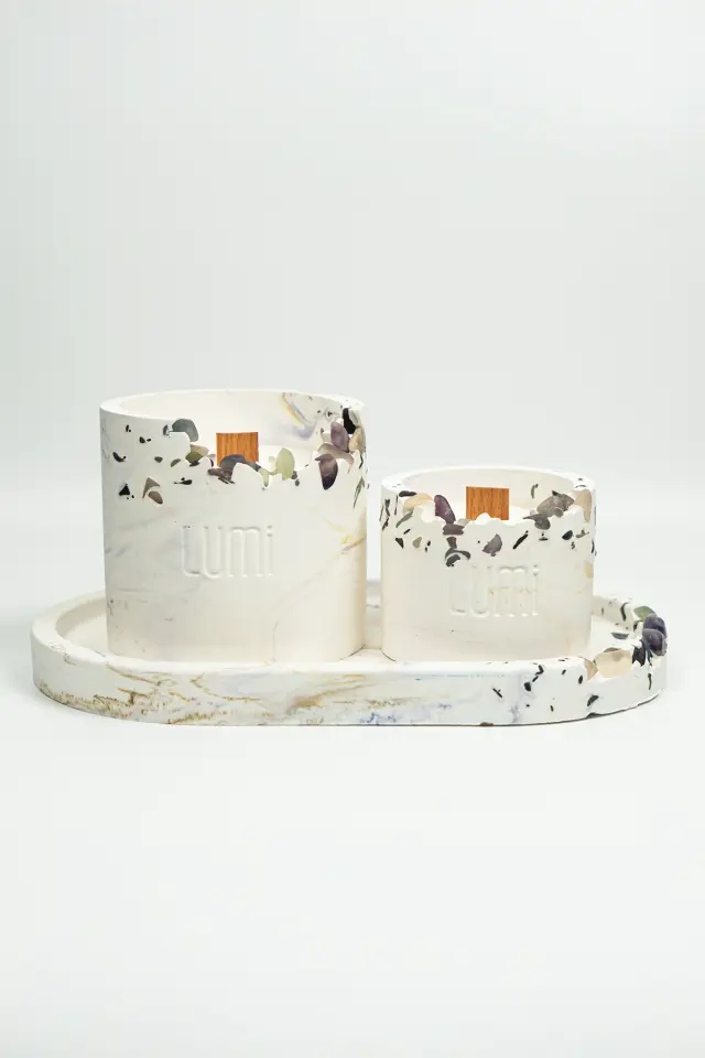 Lumi Aura – %100 Soya Wax Vegan Beton Mum (Florit)