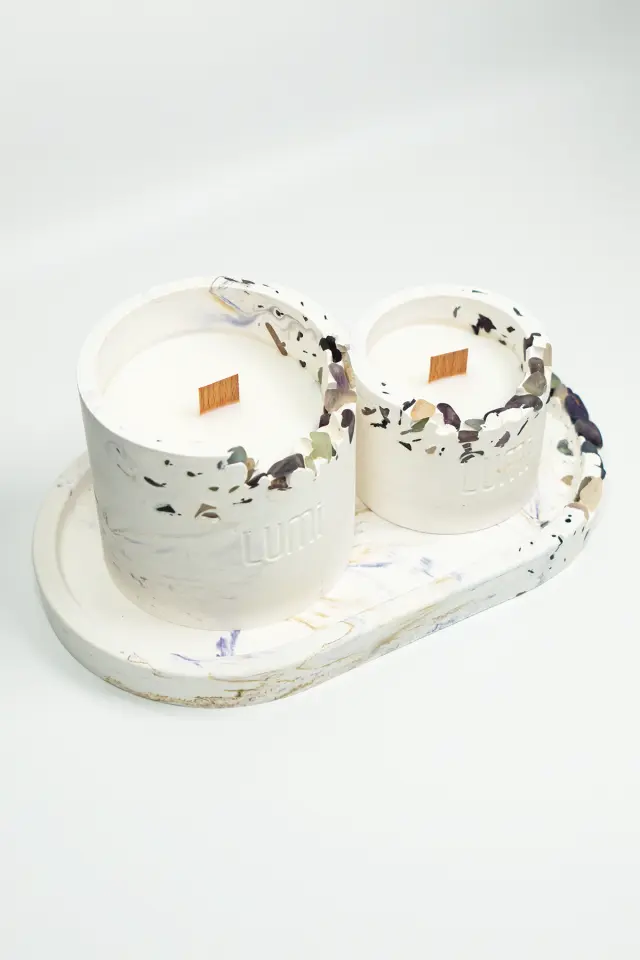 Lumi Aura – %100 Soya Wax Vegan Beton Mum (Florit)