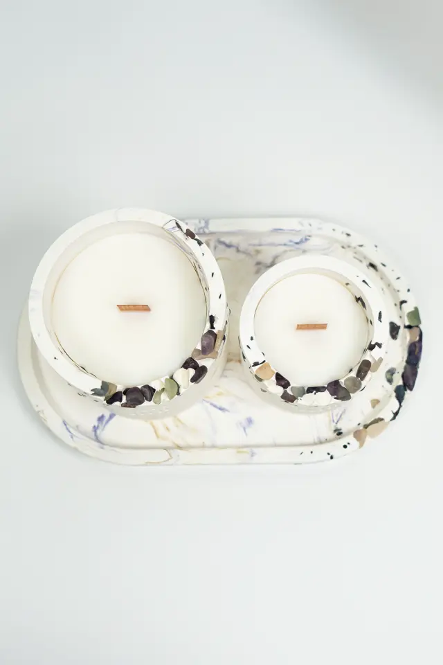 Lumi Aura – %100 Soya Wax Vegan Beton Mum (Florit)