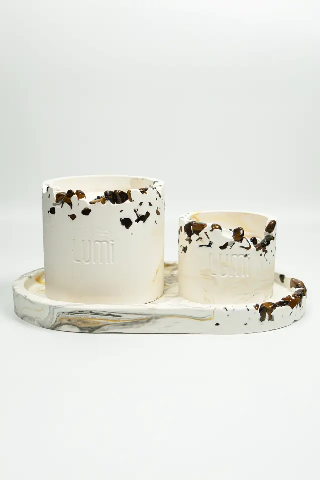 Lumi Tiger – %100 Soya Wax Vegan Beton Mum (Kaplan Gözü)