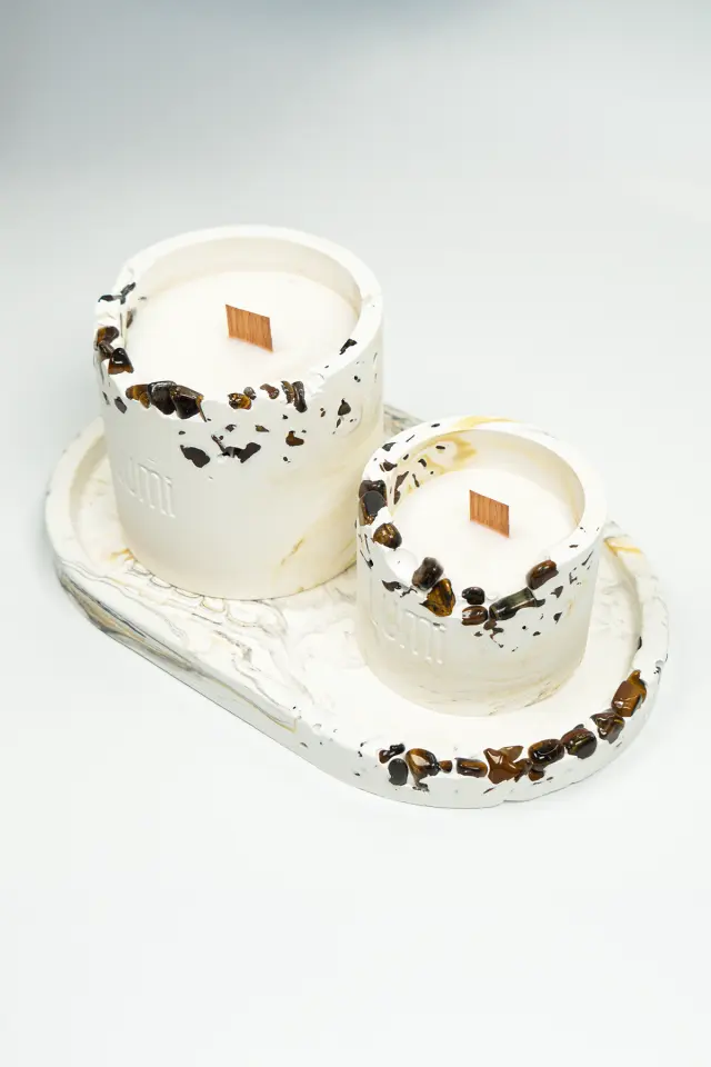 Lumi Tiger – %100 Soya Wax Vegan Beton Mum (Kaplan Gözü)