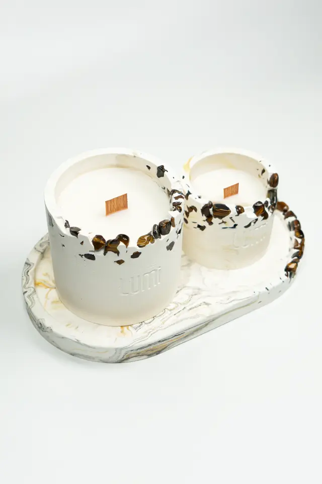 Lumi Tiger – %100 Soya Wax Vegan Beton Mum (Kaplan Gözü)