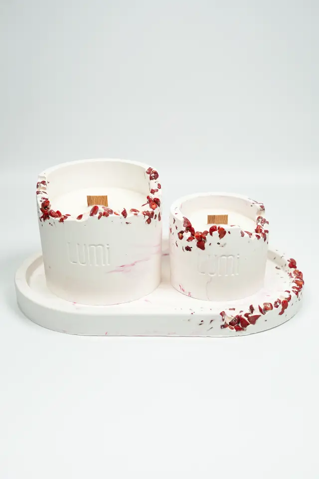 Lumi Coral – %100 Soya Wax Vegan Beton Mum (Mercan)