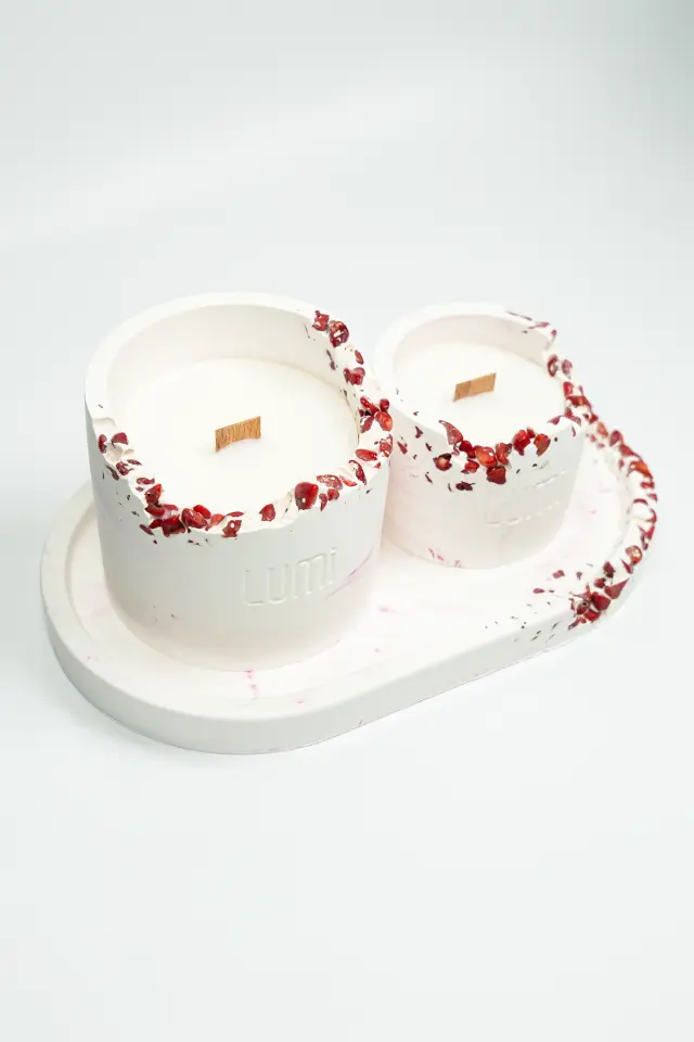 Lumi Coral – %100 Soya Wax Vegan Beton Mum (Mercan)