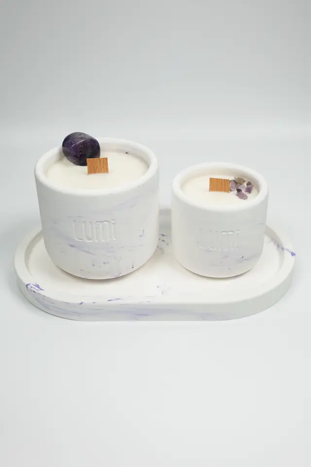 Lumi Amé – %100 Soya Wax Vegan Beton Mum (Ametist)