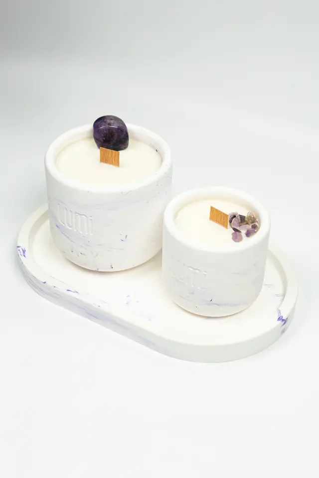 Lumi Amé – %100 Soya Wax Vegan Beton Mum (Ametist)