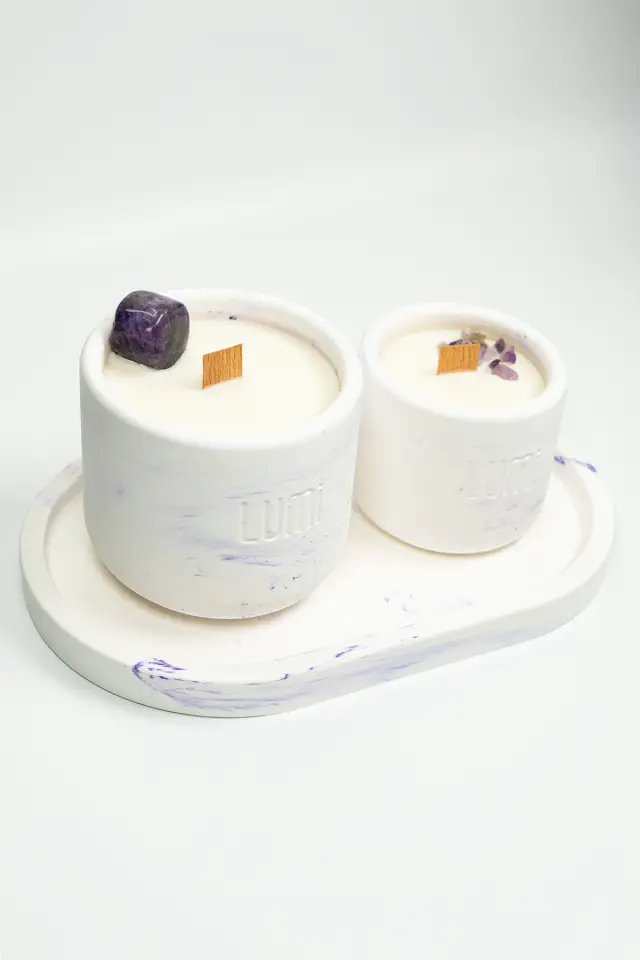 Lumi Amé – %100 Soya Wax Vegan Beton Mum (Ametist)