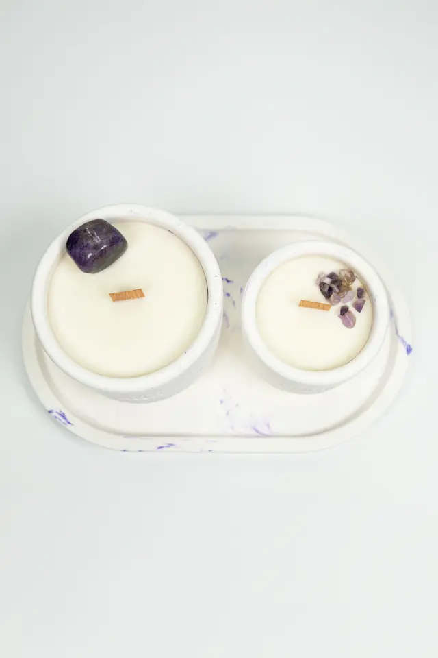 Lumi Amé – %100 Soya Wax Vegan Beton Mum (Ametist)