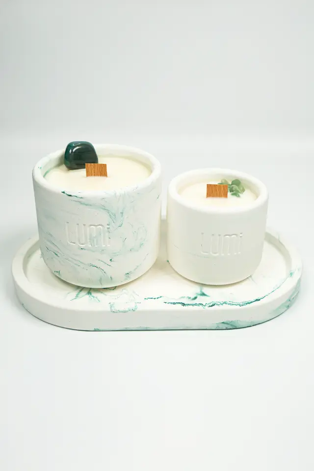 Lumi Moss – %100 Soya Wax Vegan Beton Mum (Yeşil Akik)