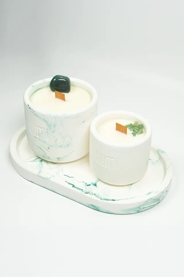 Lumi Moss – %100 Soya Wax Vegan Beton Mum (Yeşil Akik)