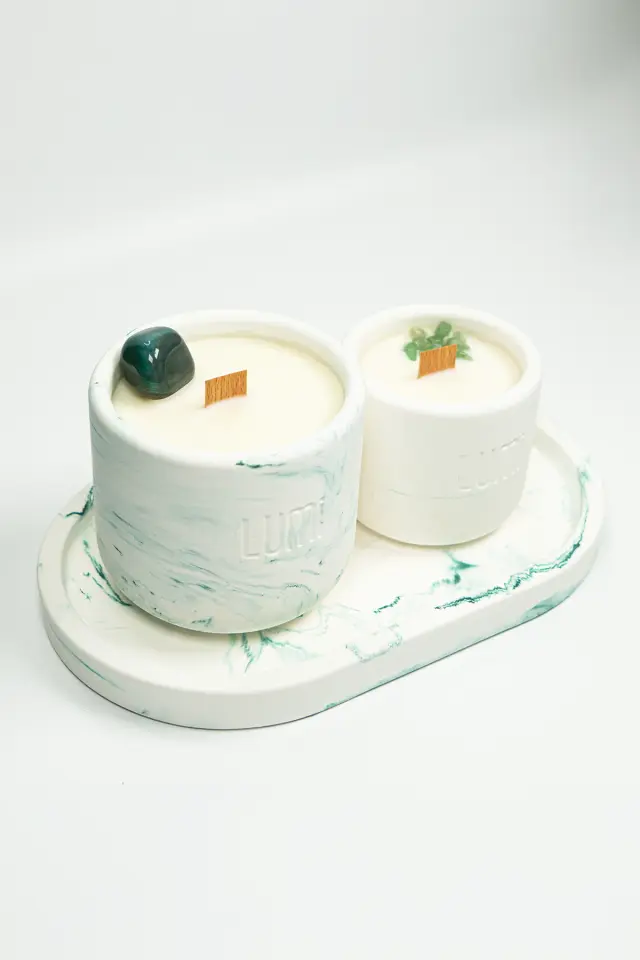 Lumi Moss – %100 Soya Wax Vegan Beton Mum (Yeşil Akik)