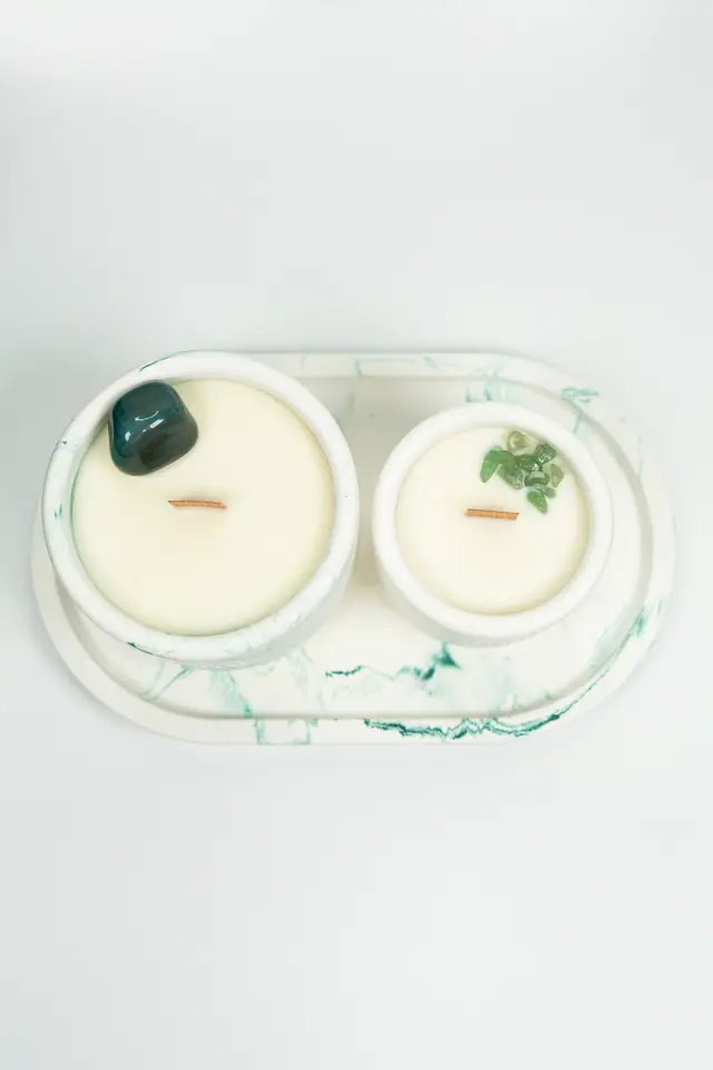 Lumi Moss – %100 Soya Wax Vegan Beton Mum (Yeşil Akik)