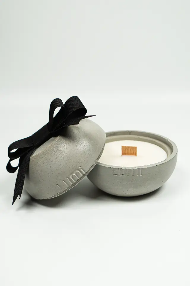 Lumi Moon – %100 Soya Wax Vegan Beton Mum (Gri Küre)