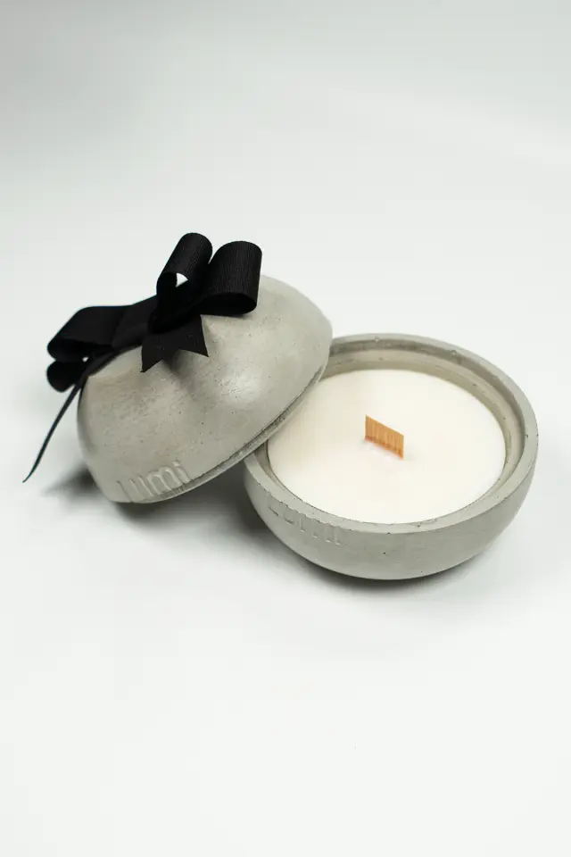 Lumi Moon – %100 Soya Wax Vegan Beton Mum (Gri Küre)