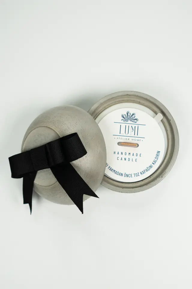 Lumi Moon – %100 Soya Wax Vegan Beton Mum (Gri Küre)