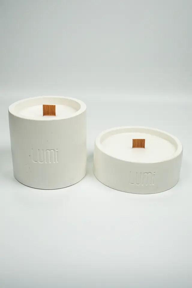 Lumi Duo – %100 Soya Wax Vegan Beton Mum (Doğal İkili)