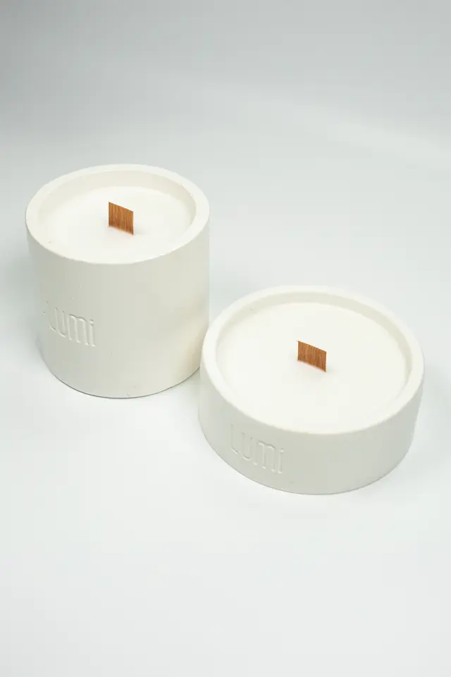 Lumi Duo – %100 Soya Wax Vegan Beton Mum (Doğal İkili)