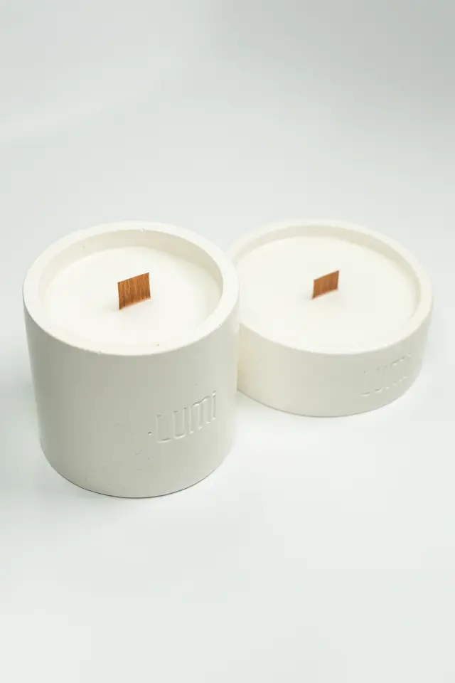 Lumi Duo – %100 Soya Wax Vegan Beton Mum (Doğal İkili)