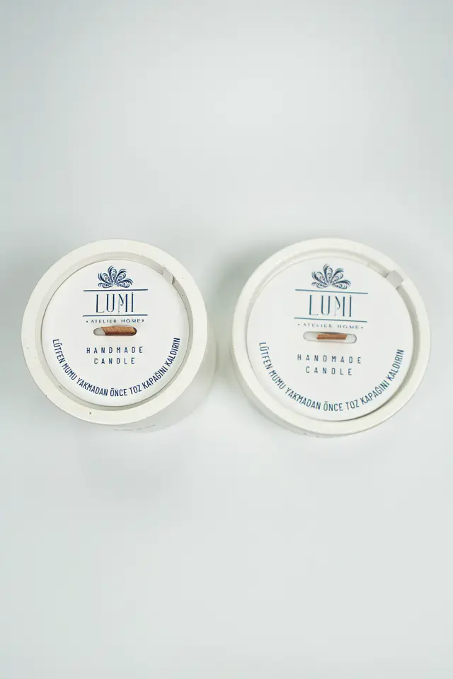 Lumi Duo – %100 Soya Wax Vegan Beton Mum (Doğal İkili)