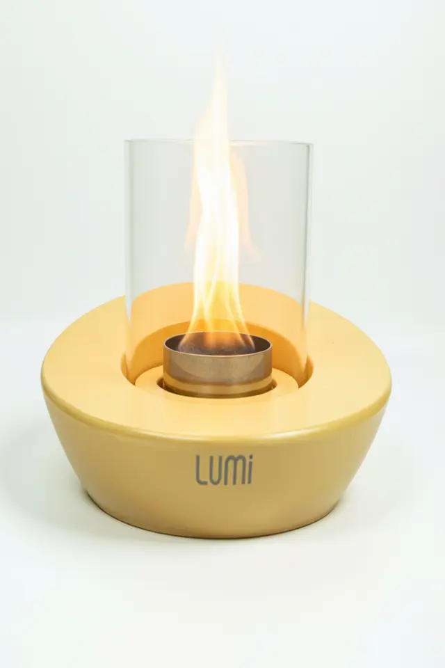 Lumi Solaris No:1 – Masaüstü Bacasız Beton Şömine (Camlı) + 1 L Bioethanol Yakıt Hediye