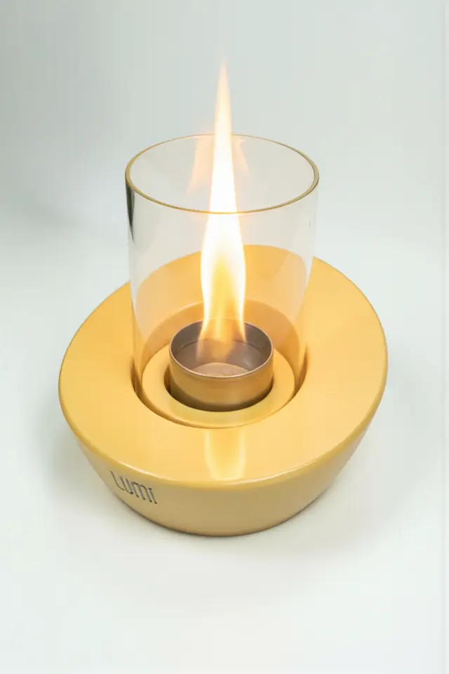 Lumi Solaris No:1 – Masaüstü Bacasız Beton Şömine (Camlı) + 1 L Bioethanol Yakıt Hediye
