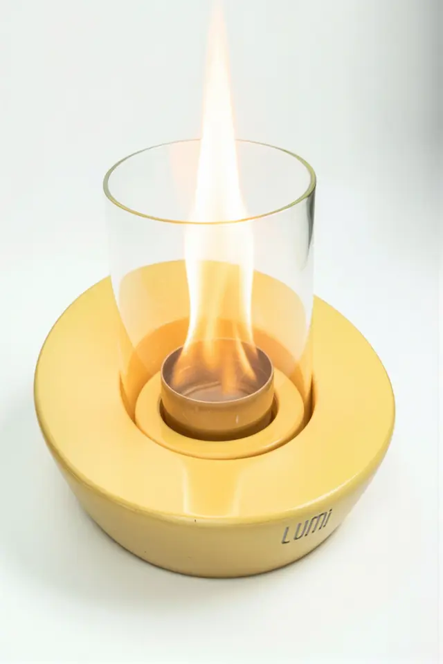 Lumi Solaris No:1 – Masaüstü Bacasız Beton Şömine (Camlı) + 1 L Bioethanol Yakıt Hediye