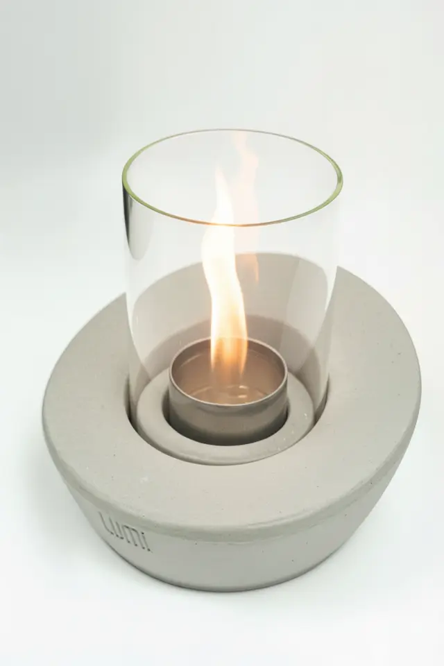 Lumi Solaris No:2– Masaüstü Bacasız Beton Şömine (Camlı) + 1 L Bioethanol Hediye