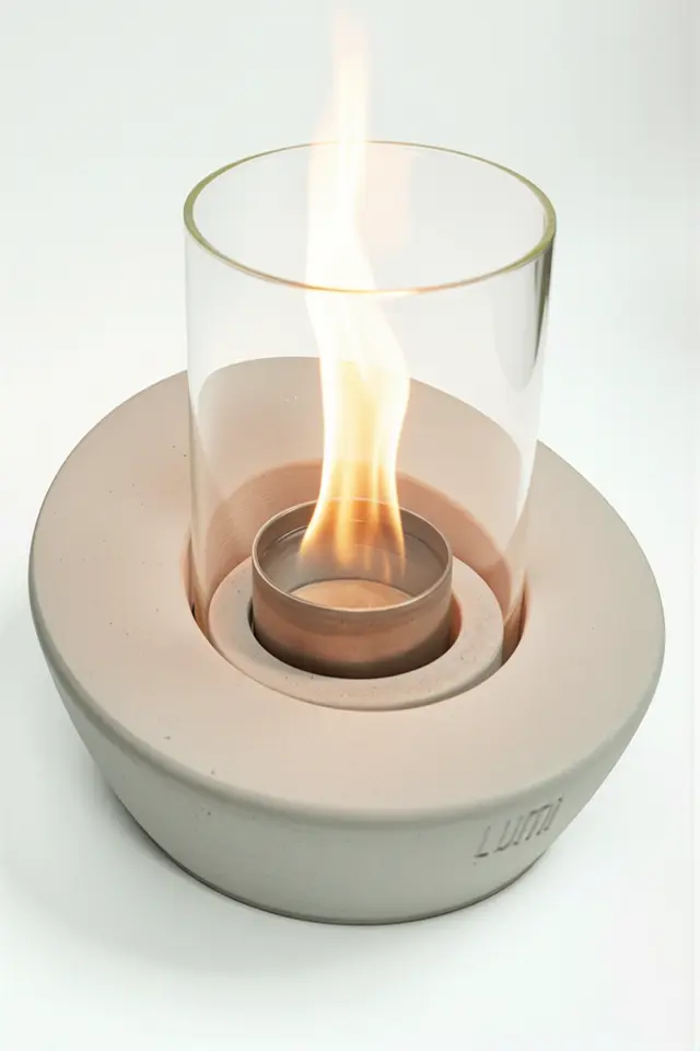 Lumi Solaris No:2– Masaüstü Bacasız Beton Şömine (Camlı) + 1 L Bioethanol Hediye