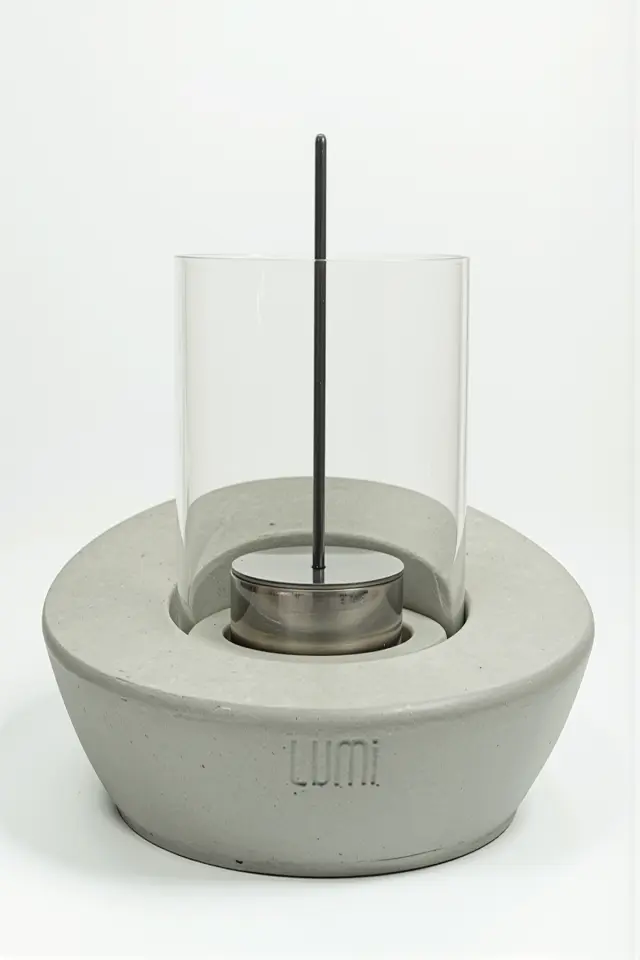 Lumi Solaris No:2– Masaüstü Bacasız Beton Şömine (Camlı) + 1 L Bioethanol Hediye