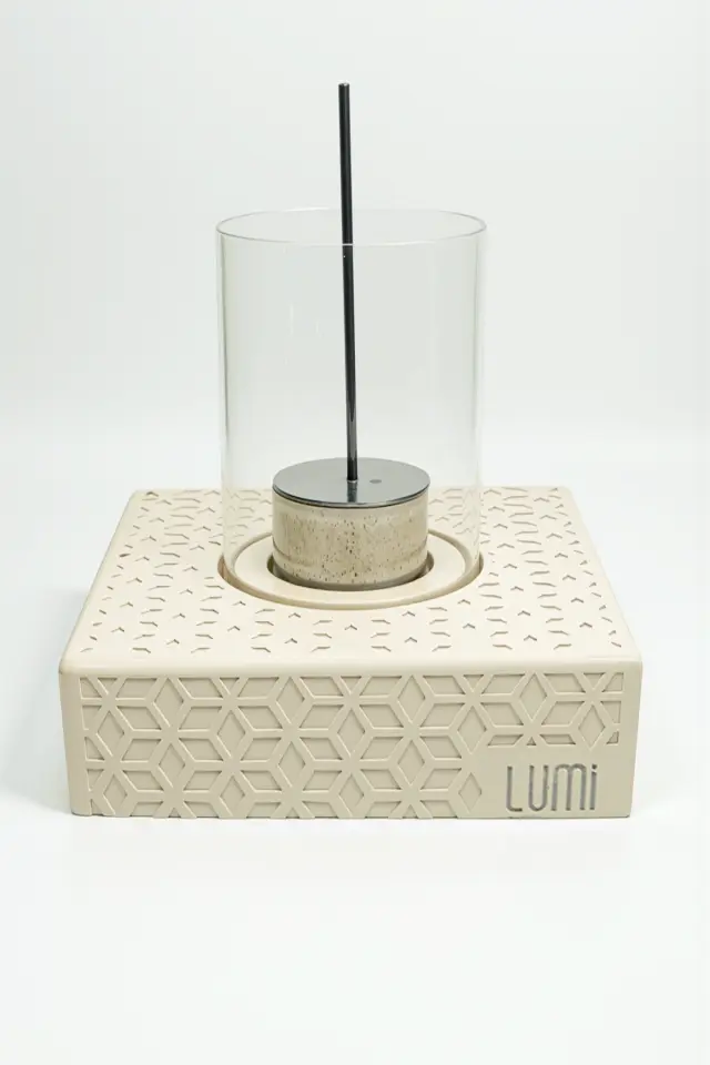 Lumi Nova No:1 – Masaüstü Bacasız Beton Şömine (Camlı) + 1 L Bioethanol Hediye