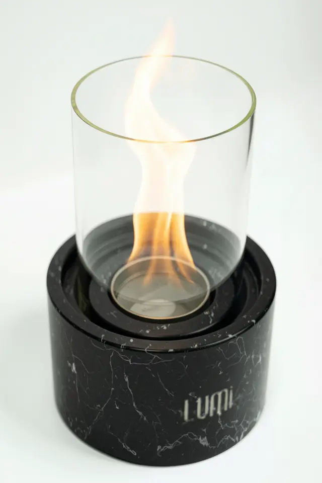 Lumi Vega No:1 – Masaüstü Bacasız Beton Şömine (Camlı) + 1 L Bioethanol Hediye