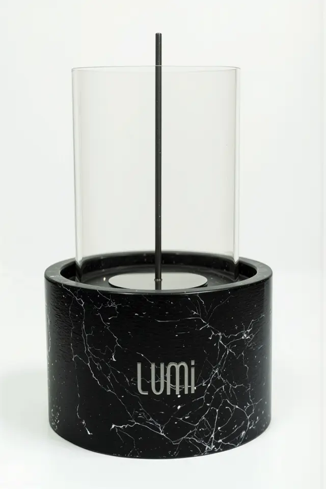 Lumi Vega No:1 – Masaüstü Bacasız Beton Şömine (Camlı) + 1 L Bioethanol Hediye