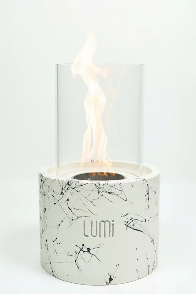 Lumi Vega No:2 – Masaüstü Bacasız Beton Şömine (Camlı) + 1 L Bioethanol Hediye