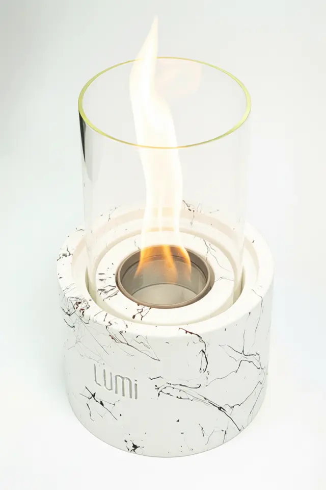 Lumi Vega No:2 – Masaüstü Bacasız Beton Şömine (Camlı) + 1 L Bioethanol Hediye